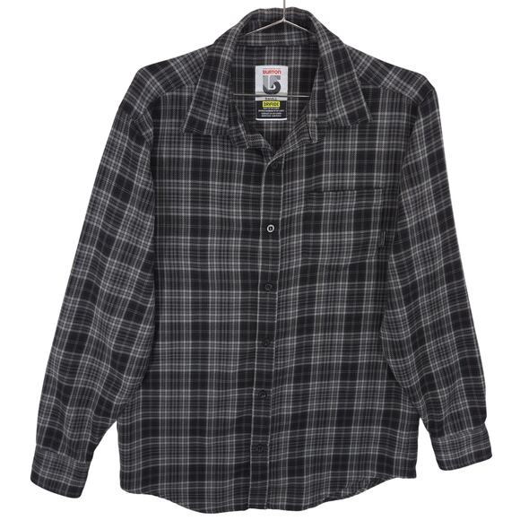 Burton DryRide Flannel Shirt Mens S Gray Glen Plaid Colombo Button Up Outdoor - Picture 1 of 9